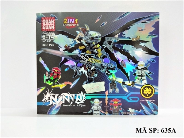MC635A HỘP LOGO RÁP RỒNG BAY NINJA 2 IN 1 (ZANG + STONE SWORDSMAN) 294 MIẾNG QUAN GUAN 635