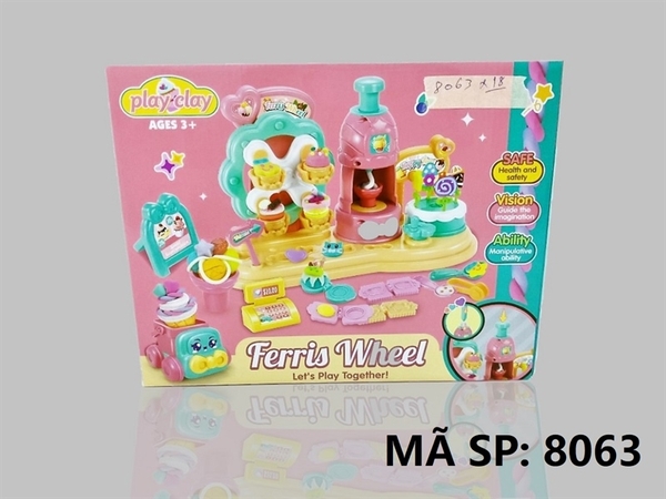 8063 HỘP ĐẤT SÉT LÀM KEM, KẸO + MÁY+ KHUÔN+ XE + 10 HŨ Ferris Wheel