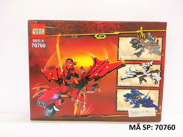 70760 HỘP LOGO RÁP RỒNG BAY NINJA 200 MIẾNG MÀU ĐỎ 70758, 70759, 70761