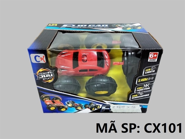 CX101 HỘP XE HƠI BÁNH LỚN ĐK 7 Đ.TÁC, KHÔNG SẠC, XOAY 360 ĐỘ TL 1:24 Flip Car