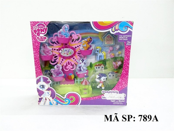 789 HỘP ĐU QUAY CÔNG VIÊN PIN NHẠC ĐÈN + 2C NGỰA PONY + BÁNH, KEM LM799