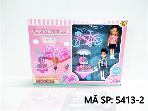 5413-2 HỘP XE ĐẨY KEM, KẸO + XE ĐẠP + 2C BABY (TRAI, GÁI) + LỀU CẮM TRẠI (CAMPING TENT) 5413-1, 5413-2