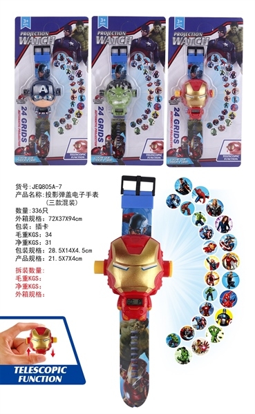 JEQ805A-7 VỈ ĐỒNG HỒ PIN SIÊU NHÂN ĐỘI TRƯỞNG MỸ CHIẾU HÌNH