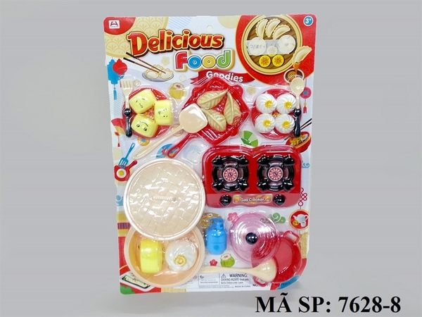 7628-8 VỈ BẾP GAS ĐÔI + 1 NỒI+ 1 CHẢO+ KHÂY BÁNH BAO+ BÌNH GAS+ BÁNH MẶT CƯỜI