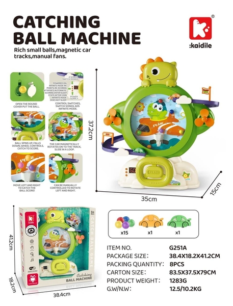 G251A  HỘP MÁY BẮT BÓNG PIN VÔ LĂNG + ĐƯỜNG RAY XE HƠI KHỦNG LONG