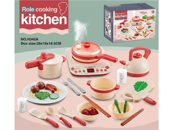 H345A  HỘP BẾP ĐIỆN PIN, ẤM NƯỚC, CHÉN DĨA, NỒI