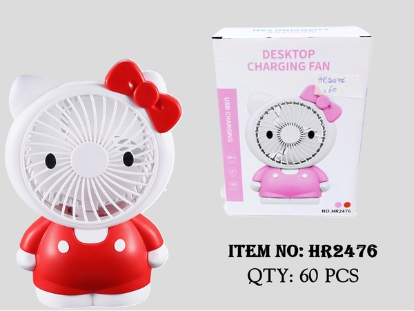 HR2476 HỘP QUẠT PIN KITTY + SẠC USB