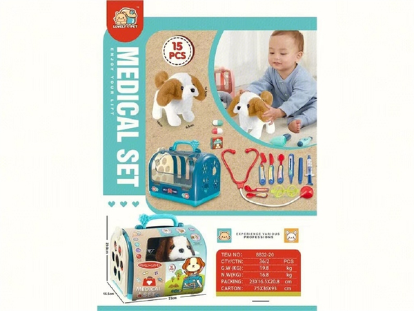 8832-20 HỘP LỒNG NHỐT 1C CHÓ PIN, DỤNG CỤ BÁC SĨ 15 MIẾNG