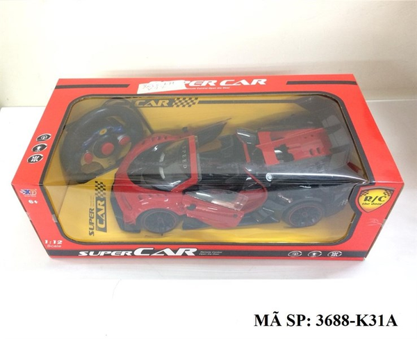 3688-K31A HỘP XE HƠI LAMBORGHINI MUI TRẦN SẮT MỞ CỬA, CỐP ĐIỀU KHIỂN 7 ĐỘNG TÁC, CÓ SẠC, VÔ LĂNG, TL 1:12