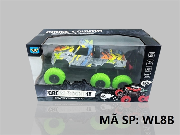 WL8B HỘP XE HƠI BÁN TẢI HOA VĂN ĐỊA HÌNH 6 BÁNH ĐIỀU KHIỂN 7 ĐỘNG TÁC, CÓ SẠC, TL 1:16