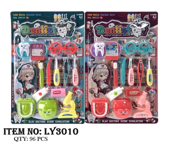 LY3010 VỈ BÁC SĨ KHÁM RĂNG, TAI NGHE, HÀM RĂNG, BÀN CHẢI, KEM ĐÁNH RĂNG