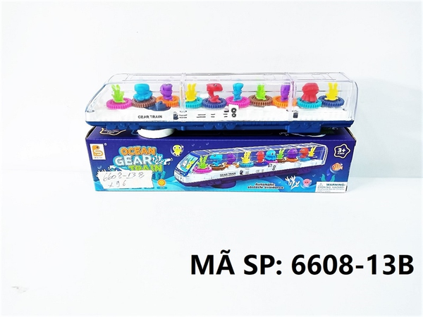 6608-13B  HỘP XE LỬA CAO TỐC PIN NHẠC ĐÈN, BÁNH RĂNG THÚ BIỂN   Great Train