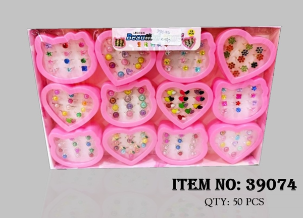 39074A  TÚI 6 HỘP NHẪN HỢP KIM TRẮNG ĐÍNH ĐÁ 12 CHIẾC