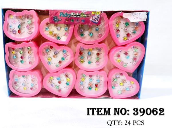 39062A  TÚI 6 HỘP NHẪN HỢP KIM TRẮNG ĐÍNH ĐÁ 12 CHIẾC