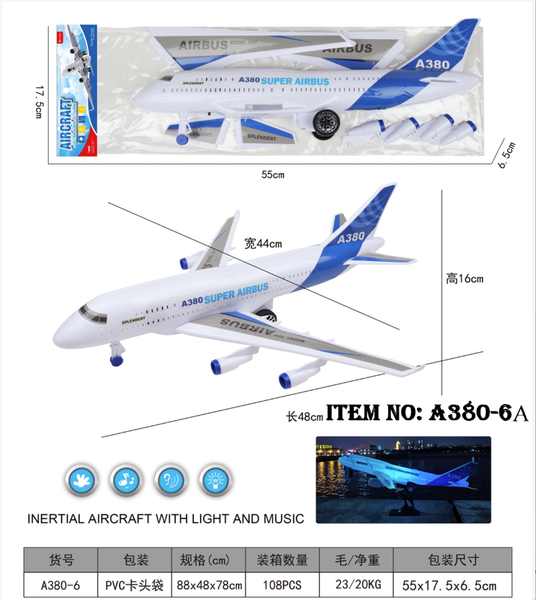 A380-6A  TÚI MÁY BAY RÁP CÁNH TRỚN PIN ĐÈN (PVC)