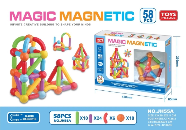 JH55A  HỘP XẾP HÌNH NAM CHÂM 58 MIẾNG