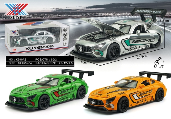 K240A8  HỘP XE HƠI CẢN SAU SẮT MÔ HÌNH, MỞ CỐP TRƯỚC PIN NÚT NHẠC ĐÈN