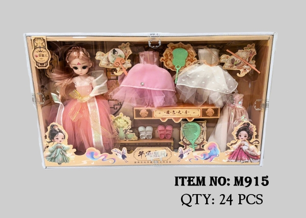 M915  HỘP BABY 1C KHỚP, MẮT THỦY TINH + 3 ÁO + GIÀY + LƯỢC