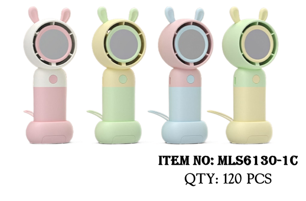 MLS6130-1C  HỘP QUẠT PIN GƯƠNG TAI THỎ + SẠC USB