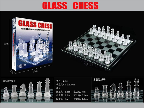 QL353  HỘP CỜ VUA THỦY TINH