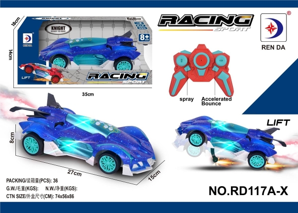 RD117A-X  HỘP XE ĐUA ĐIỀU KHIỂN 7 ĐỘNG TÁC, PHUN KHÓI, CÓ SẠC