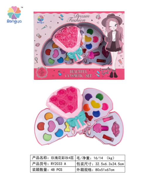 RY2033A  HỘP PHẤN TRANG ĐIỂM 3 TẦNG BÓ HOA