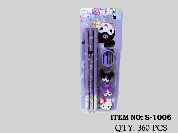 S-1006  VỈ BỘ DỤNG CỤ HỌC TẬP SANRIO 7 MÓN (VIẾT CHÌ, GÔM, CHUỐT)