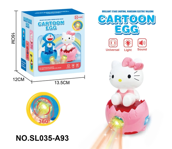 SL035-A93  HỘP MÈO KITTY ĐỨNG TRỨNG PIN NHẠC ĐÈN