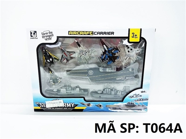T064A  HỘP SÂN BAY BẮN MÁY BAY + 2C TÀU + 6C MÁY BAY CHIẾN ĐẤU   Super Army