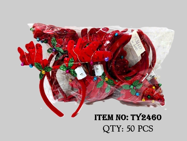 TY2460F  TÚI 2C CÀI TÓC NOEL SỪNG TUẦN LỘC CHUÔNG ĐÈN
