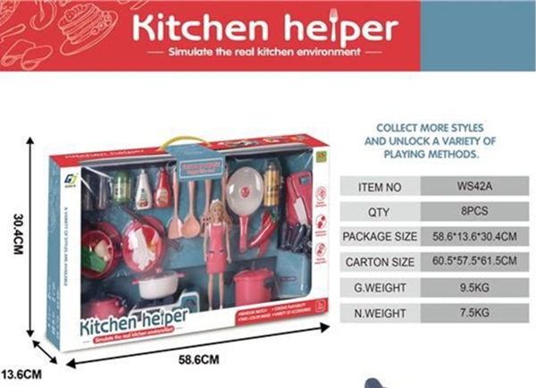 WS42A  HỘP BẾP GAS ĐƠN, BÌNH GAS, ẤM NƯỚC, CHẢO, ĐỰNG DAO + 1C BÉ