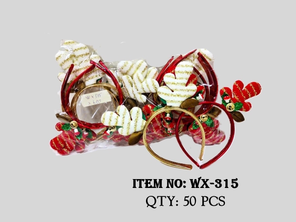WX-315  TÚI 12C CÀI TÓC NOEL SỪNG TUẦN LỘC CHUÔNG