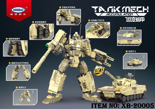 XB-20005  HỘP LOGO RÁP XE TĂNG BIẾN HÌNH ROBO 2 IN 1 769 MIẾNG