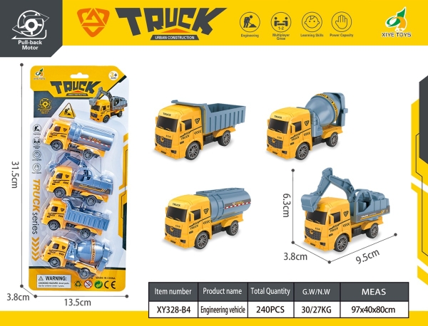 XY328-B4  VỈ XE CÔNG TRÌNH TRỚN 4C ĐỦ MẪU (BEN, BỒN, CÀO)