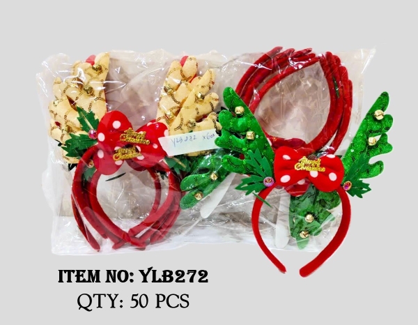 YLB272F  TÚI 2C CÀI TÓC NOEL SỪNG TUẦN LỘC NƠ - 2 CÁI