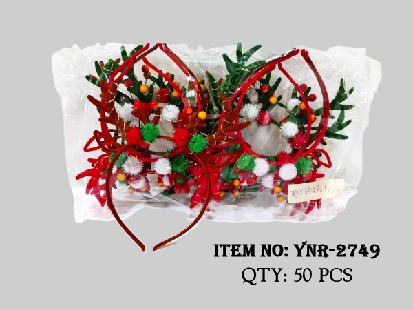 YNR-2749  TÚI 12C CÀI TÓC NOEL SỪNG TUẦN LỘC ĐÈN