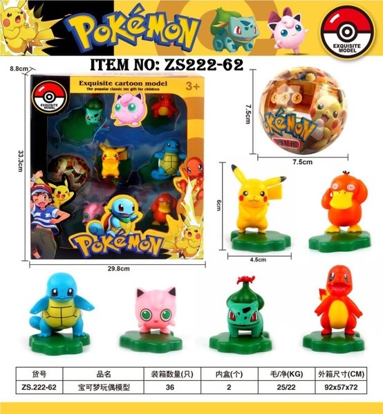 ZS222-62  HỘP MÔ HÌNH NHÂN VẬT POKEMON 6C + TRỨNG