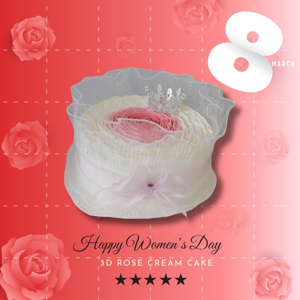 Bánh kem hoa hồng 3D