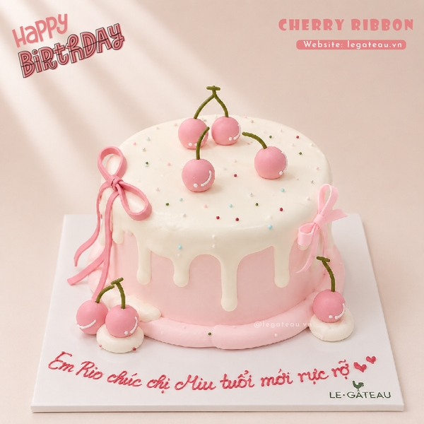 Bánh Cherry Ribbon – Anh Đào Hồng Ngọt Ngào