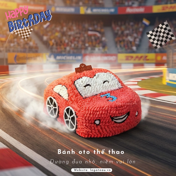 Bánh kem oto thể thao 3D