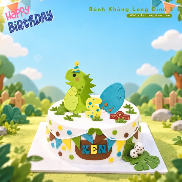 Bánh kem khủng long Dino 2