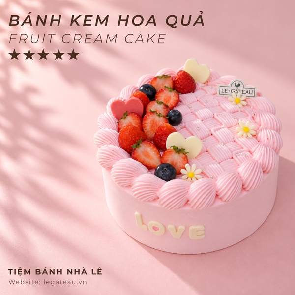 Bánh kem dâu hồng