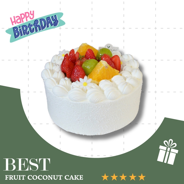 Bánh kem hoa quả dừa