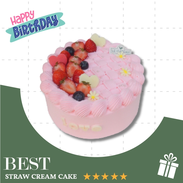 Bánh kem dâu hồng