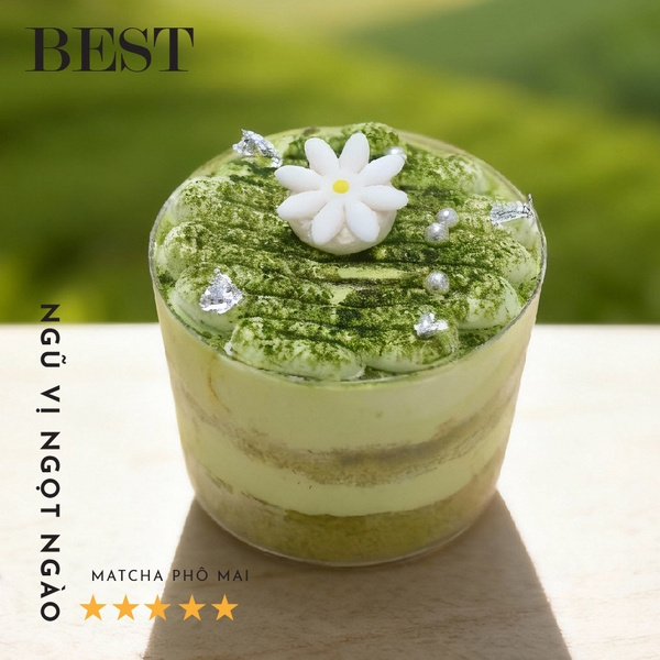 Bánh matcha phô mai (cốc)