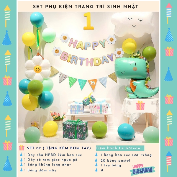 Bộ trang trí sinh nhật khủng long (SS07)