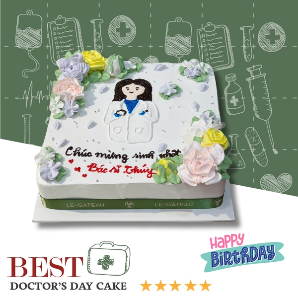 Bánh hoa kem tặng Nữ bác sĩ