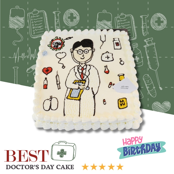 Bánh hoa kem tặng Nam bác sĩ