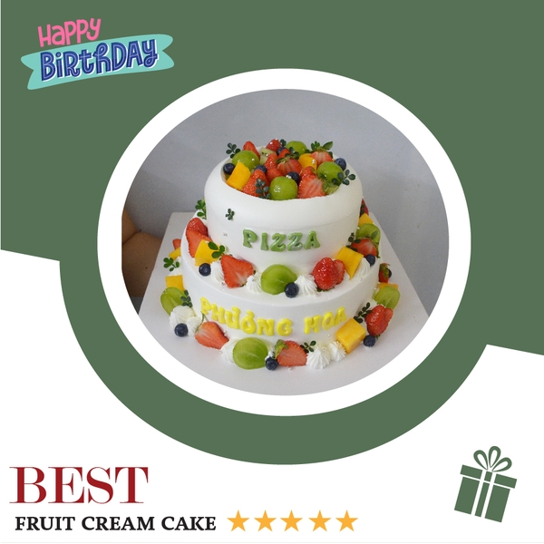 Bánh kem hoa quả 2 tầng