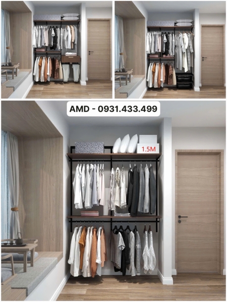 BỘ KỆ QUẦN ÁO AMD – VÂN GỖ TỰ NHIÊN, MỘT CHÚT ẤM ÁP CHO CĂN PHÒNG CỦA BẠN